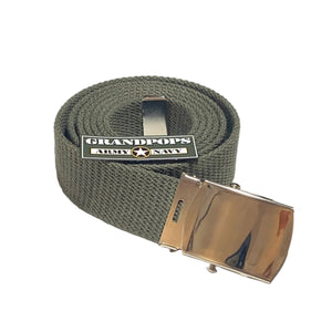 OD Green Canvas Web Belt Silver Closed-Face Buckle USA MADE