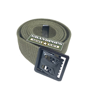 OD Green Canvas Web Belt Black Open-Face Buckle USA MADE