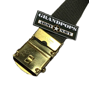 OD Green Canvas Web Belt Solid Brass Closed-Face Buckle