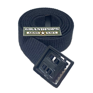 Black Canvas Web Belt Black Open-Face Buckle USA MADE