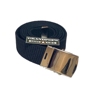 Black Canvas Web Belt Silver Closed-Face Buckle USA MADE