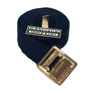 Black Canvas Web Belt Solid Brass Open-Face Buckle USA MADE