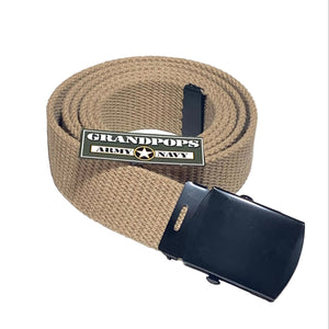 Khaki Canvas Web Belt Black Closed-Face Buckle USA MADE