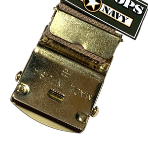 Khaki Canvas Web Belt Gold Closed-Face Buckle USA MADE