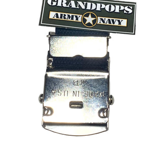 Navy Blue Canvas Web Belt Silver Closed-Face Buckle USA MADE