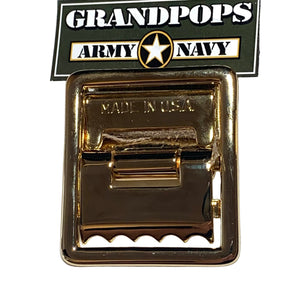 USMC Khaki Canvas Web Belt Solid Brass Open-Face Buckle USA MADE