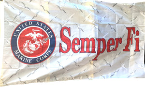 United States Marine Corps "Semper Fi" Diamond Plate Background Flag