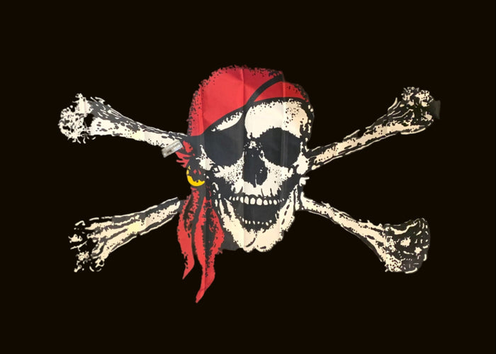 Skeleton W/ Red Bandanna Jolly Roger Pirate Flag