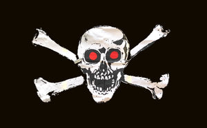 Skeleton W/ Red Eyes Crossbones Pirate Flag