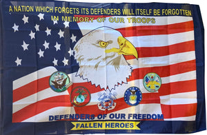 "In Memory of Our Troops Defenders of Our Freedom" Memoriam Flag