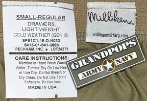 U.S. Army Tan 499 Gen III Lightweight Cold Weather Drawers