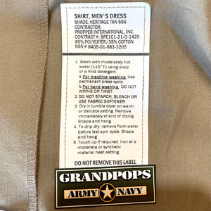 U.S. Army Heritage Tan 566 Long Sleeve Poly/Wool Dress Shirt