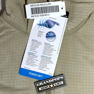 U.S. Military Desert Sand ECWCS Gen III Mid-Weight Underwear Waffle Top Shirt USA MADE