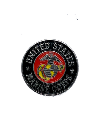 USMC Logo With Two Stars Silver/Black Pin