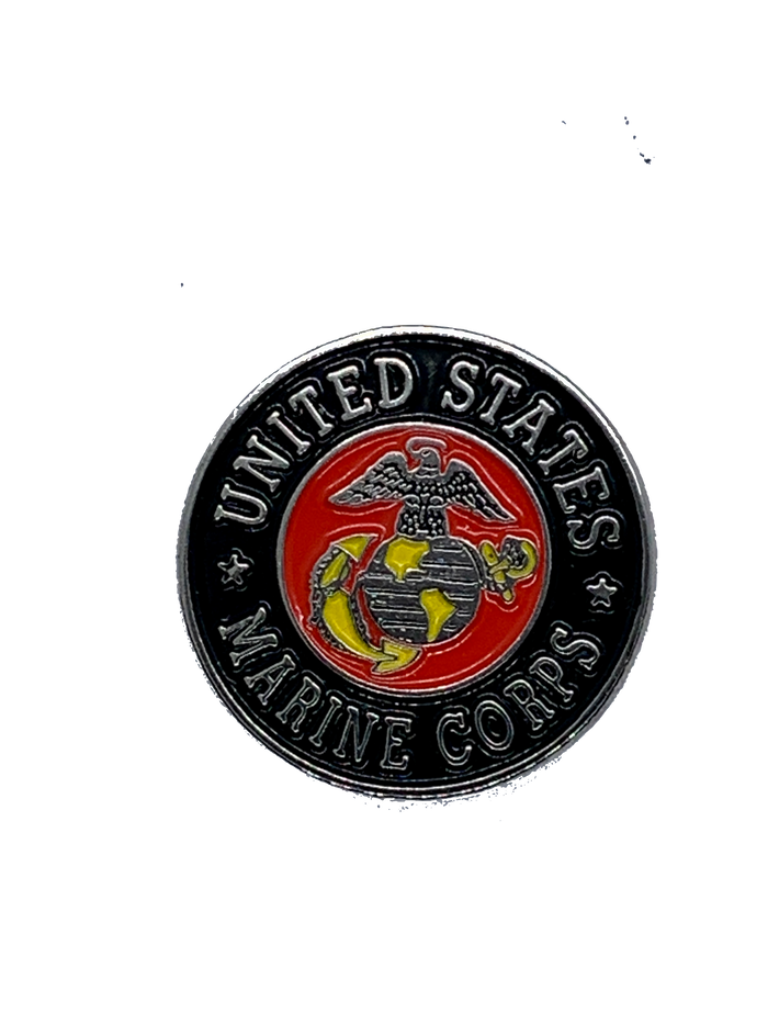 USMC Logo With Two Stars Silver/Black Pin