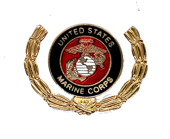 USMC Logo With Wreath Gold/Black Pin