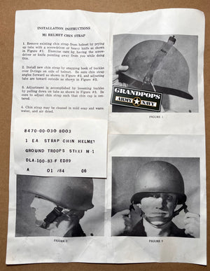 U.S. Cold War Original M1 Helmet Nylon/ Canvas Quick Release Para Chin Strap