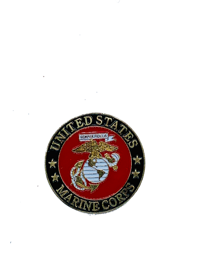USMC Logo Gold/Black With Four Stars Pin