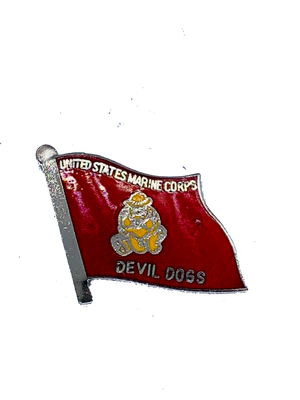 USMC Devil Dogs Silver/Red Flag Pin