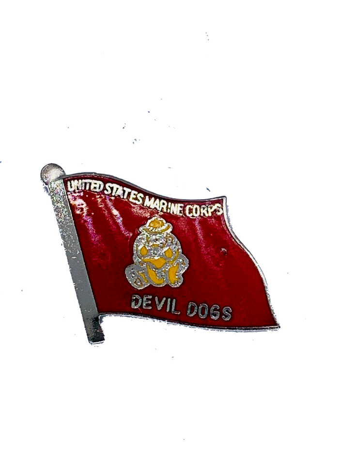 USMC Devil Dogs Silver/Red Flag Pin