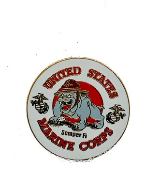 USMC Semper Fi Bulldog White/Red Pin