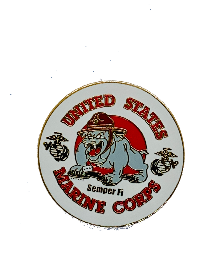 USMC Semper Fi Bulldog White/Red Pin