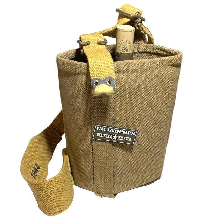 WW2 British Military P37 Canteen W/ Khaki Bucket Type Canteen Cover