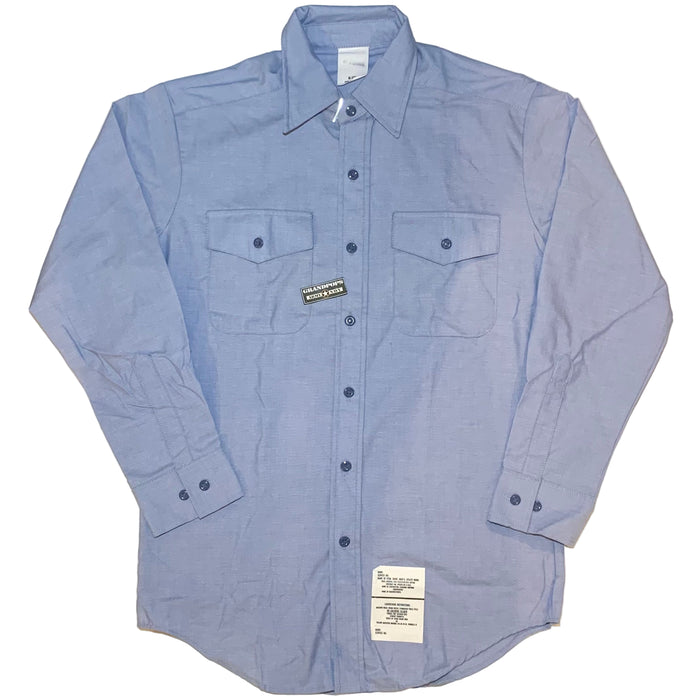 U.S. Navy Blue Chambray Long Sleeve Utility Work Shirt Irregular