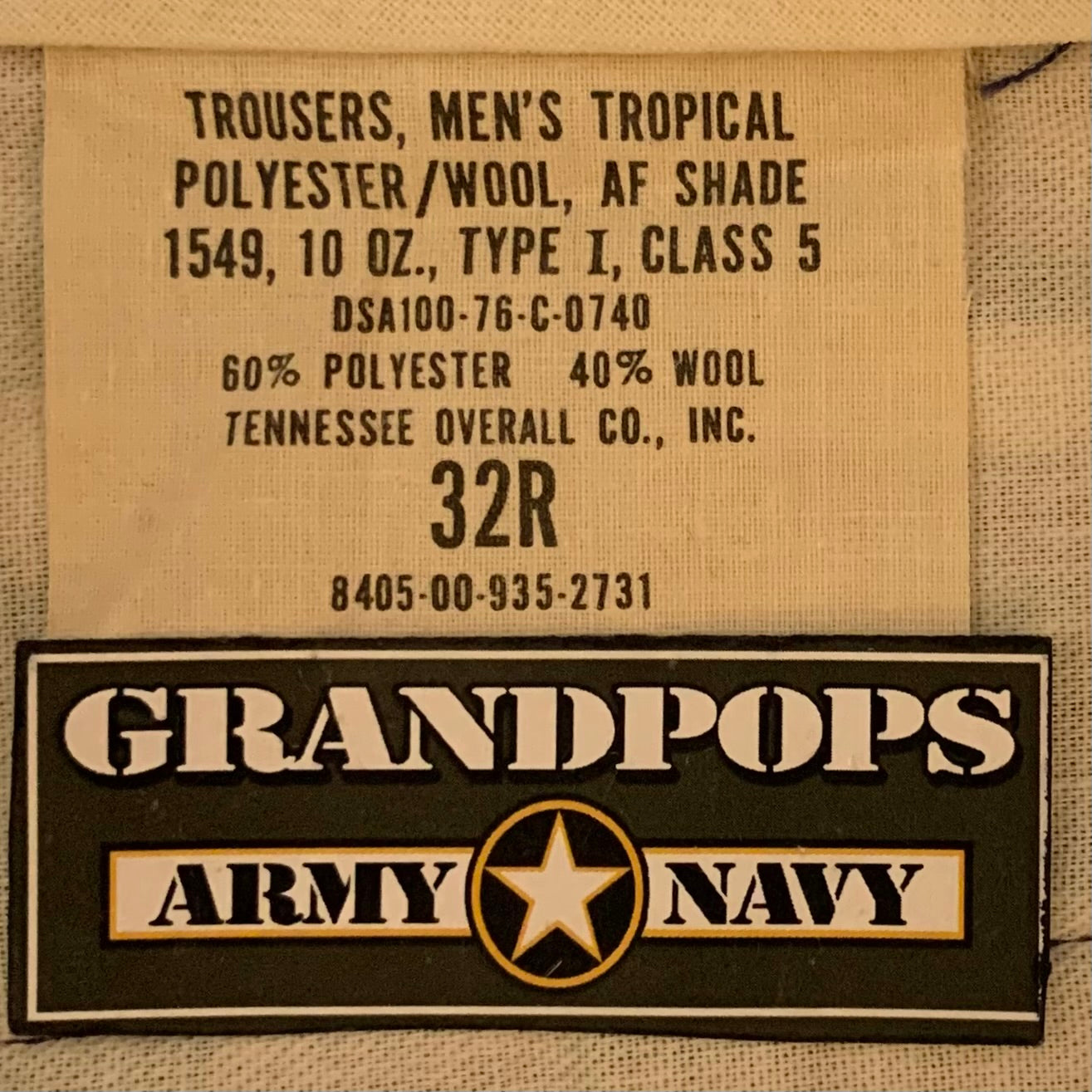 U.S. Air Force Cold War Era Type I Shade 1549 Poly/Wool Tropical