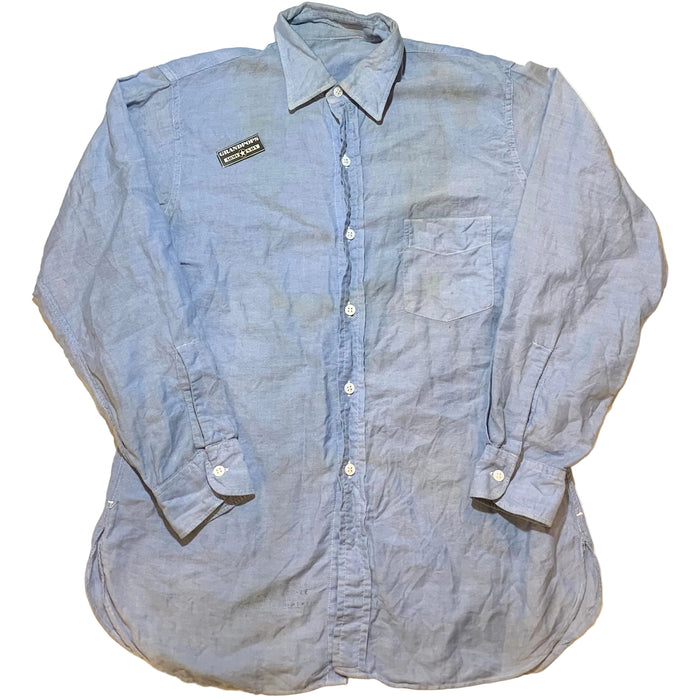 U.S. Navy Vietnam War Era Blue Chambray Long Sleeve Utility Work Shirt