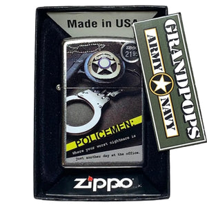 Policemen Badge & Cuffs Brushed Finish Zippo Lighter