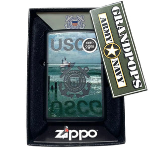 United States Coast Guard Logo & Ship Painted Finish Official USCG Zippo Lighter