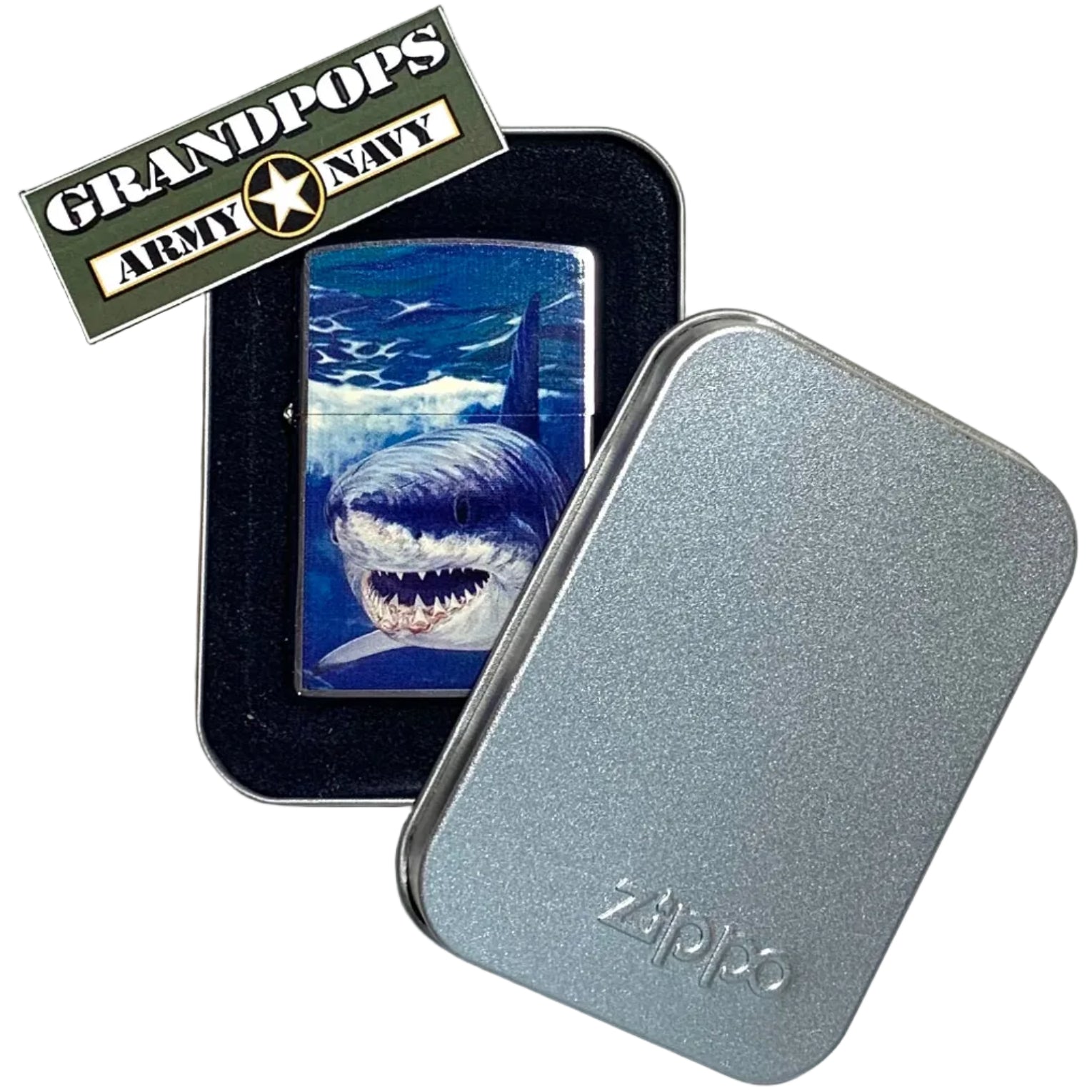Boxed Guy Harvey Shark Brushed Finish Zippo Lighter