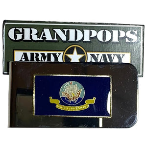Money Clip with U.S. Navy Flag and with a 'Grandpops Army Navy' logo.