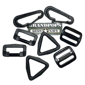 Black Plastic 1" Snaphook Assembly with a Grandpops ArmY Navy logo.