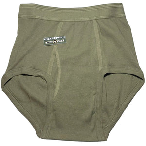 U.S. Military Tan 499 Underwear Drawers with a Grandpops Army Navy logo.