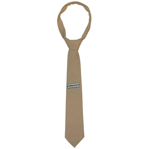 U.S. Marine Corps Khaki 2122 Polyester/Wool Class 3 Tropical Men's Four-In-Hand Necktie with a Grandpops Army Navy logo.