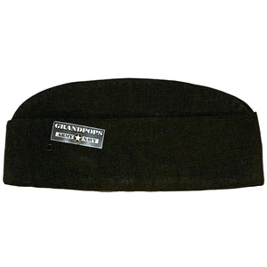 U.S. Marine Corps Green Shade 2241 Poly/Wool Dress Uniform Garrison Cap with a Grandpops Army Navy logo.