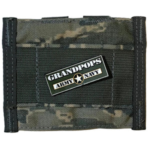 U.S. Air Force ABU Digital Tiger Stripe Camo MOLLE to ALICE Clip Adapter Attachment with a Grandpops Army Navy logo.