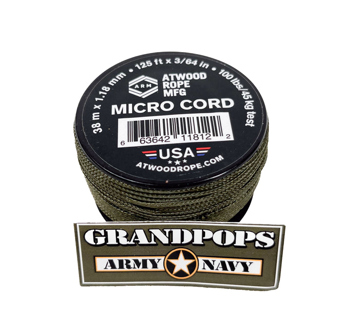 Olive Drab 3/64" Mirco 100LB Paracord 100ft Made In USA