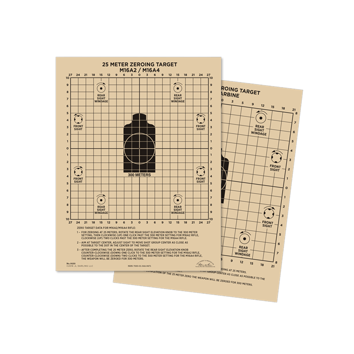 Military All-Weather 25M ZEROING TARGET - M16A2/M16A4/M4/AR15