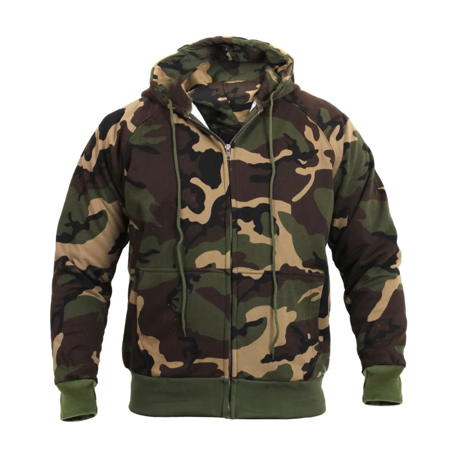 M81 Woodland Thermal Lined Full-Zip Sweatshirt Hoodie M81 Woodland Thermal Lined Full-Zip Sweatshirt Hoodie