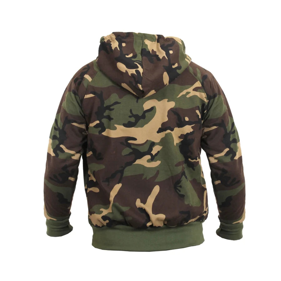 M81 Woodland Thermal Lined Full-Zip Sweatshirt Hoodie M81 Woodland Thermal Lined Full-Zip Sweatshirt Hoodie