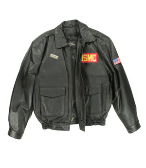 USMC Black Leather A2 Style Flight Jacket