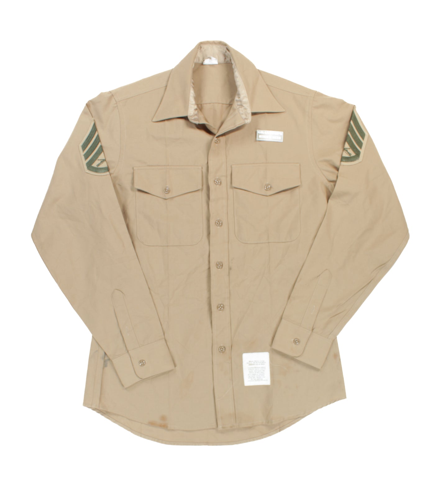 U.S. Marine Corps Man's Khaki Poly/Wool Long Sleeve Dress Shirt 15 X 34 U.S. Marine Corps Man's Khaki Poly/Wool Long Sleeve Dress Shirt 15 X 34