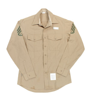 U.S. Marine Corps Khaki Long Sleeve Poly/Wool Dress Shirt