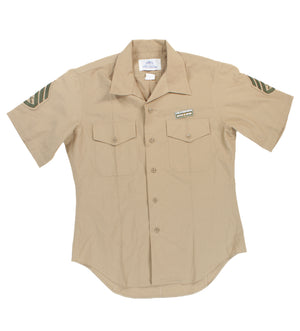 U.S. Marine Corps Man's Khaki Poly/Wool Short Sleeve Dress Shirt 16 U.S. Marine Corps Man's Khaki Poly/Wool Short Sleeve Dress Shirt 16