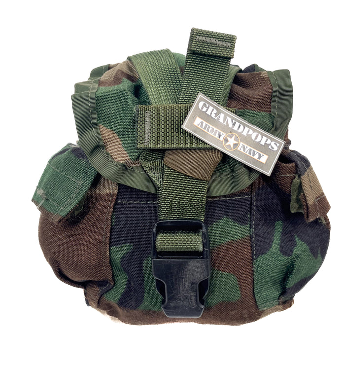 U.S. Military M81 Woodland 1 QT MOLLE Canteen/ General Purpose Cover Pouch USED