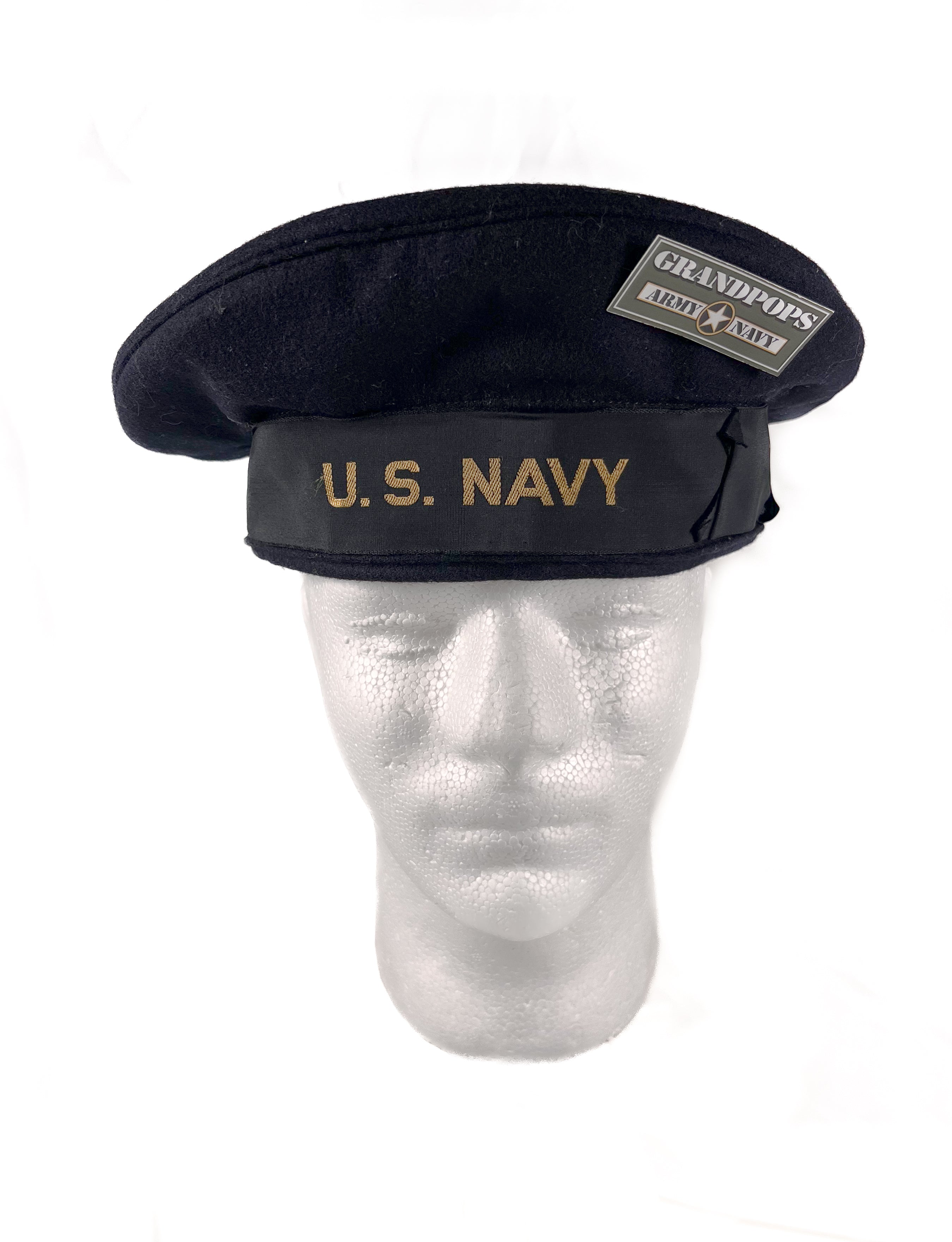 World War Original USN Wool Dress Blue Sailor Beret