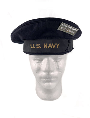 U.S. World War 2 Original USN Wool Dress Blue Sailor Beret